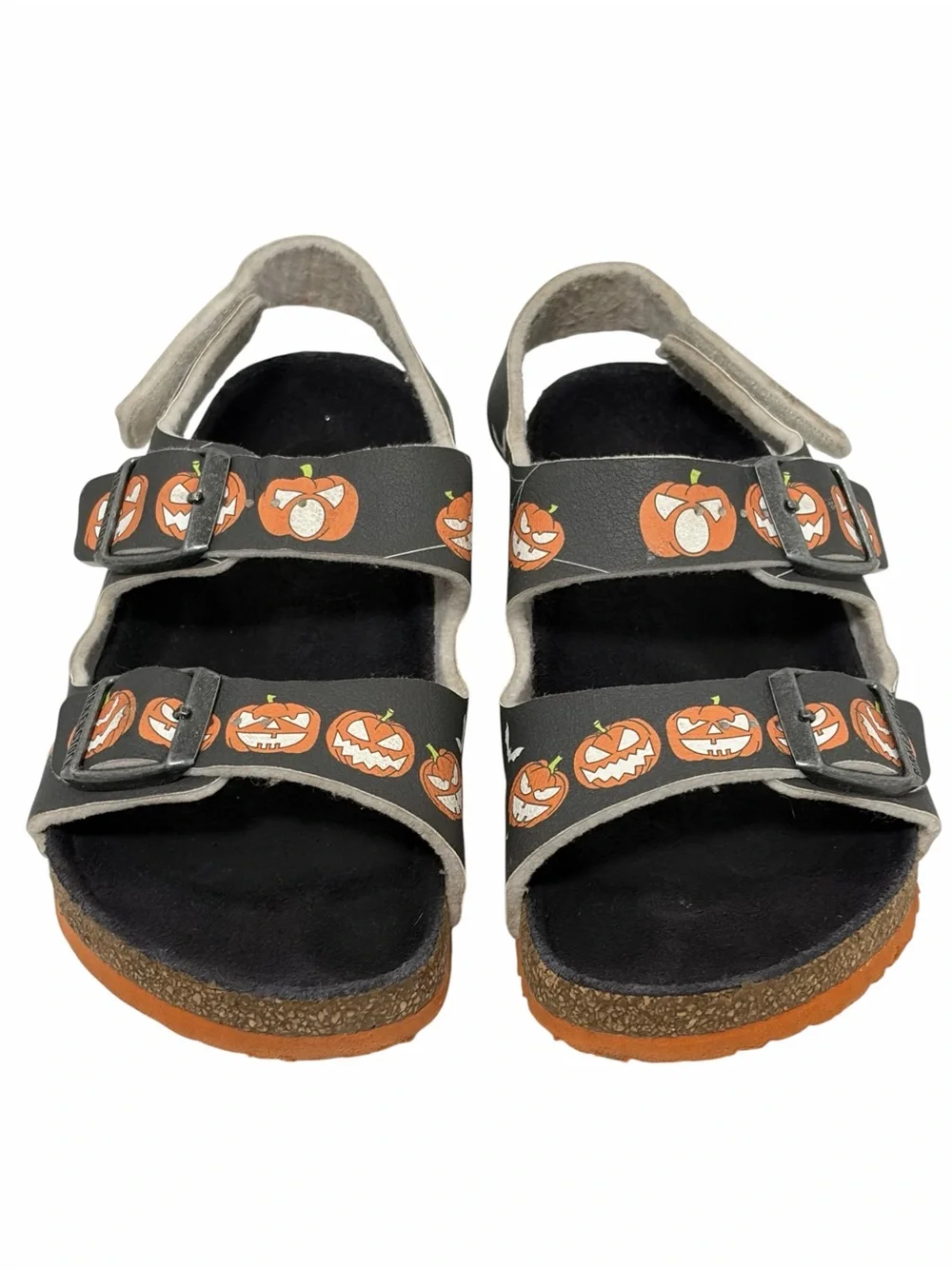 Birkenstock Kids GLOW IN THE DARK Pumpkin Print Halloween Sandals - 3/3.5